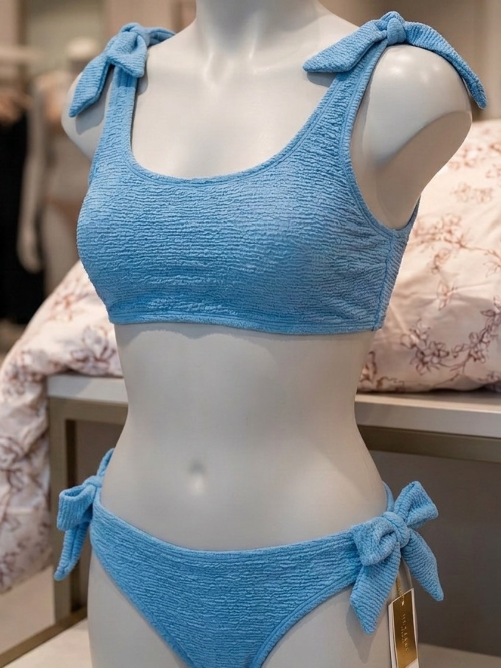 Textured Sky Blue Tie-Shoulder 2-piece Set - tween/teen size